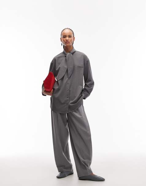 ASOS DESIGN – Oversize-Hemd in Grau mit Schaldetail - view 1