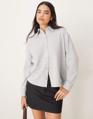 ASOS DESIGN - Oversize-Hemd in Grau mit Waffelstruktur