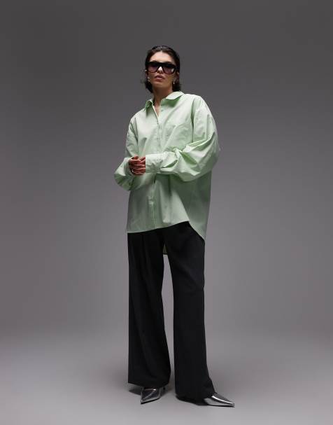 ASOS DESIGN – Oversize-Hemd in Grün mit Laschendetail am Rücken - view 1