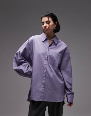 ASOS DESIGN - Oversize-Hemd in Lila mit Laschendetail am Rücken