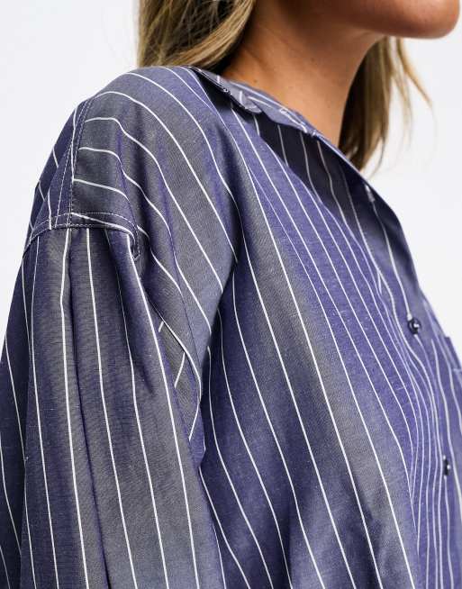 ASOS DESIGN – Oversize-Hemd in Marineblau gestreift, 2 von 4