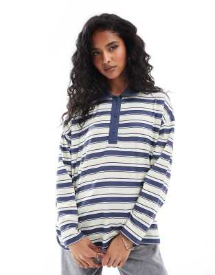 ASOS DESIGN - Oversize-Hemd in Marineblau gestreift-Bunt