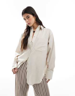 ASOS DESIGN - Oversize-Hemd in Natur aus Leinenmix-Neutral