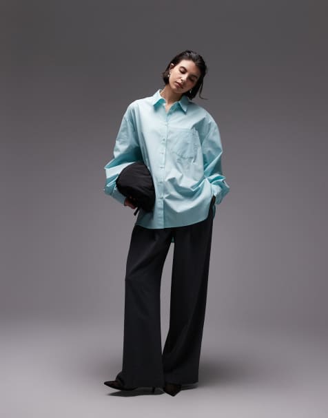 ASOS DESIGN – Oversize-Hemd in Türkis mit Laschendetail am Rücken - view 1