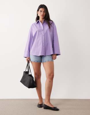 ASOS DESIGN - Oversize-Hemd in Violett mit weiten Ärmeln-Lila