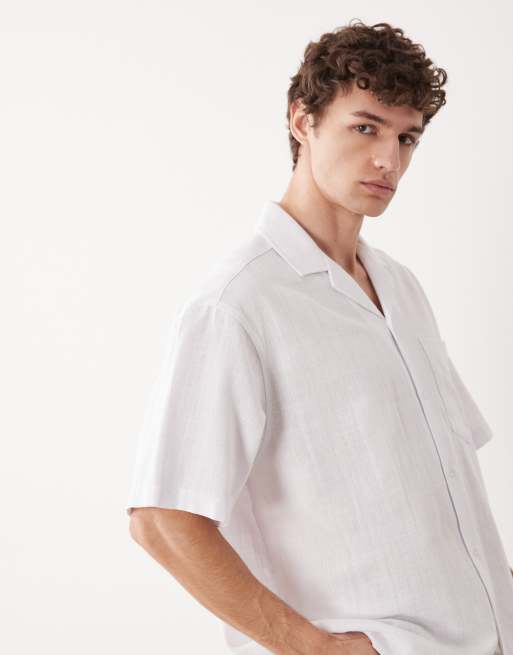 ASOS DESIGN – Oversize-Hemd in Wollweiß mit Obst-Print auf dem Rücken, 4 von 5