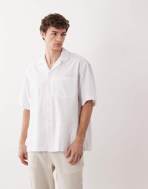 ASOS DESIGN – Oversize-Hemd in Wollweiß mit Obst-Print auf dem Rücken, 5 von 5