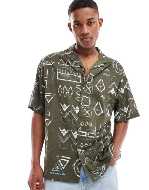 ASOS DESIGN – Oversize-Hemd mit abstraktem Muster und Reverskragen - view 1