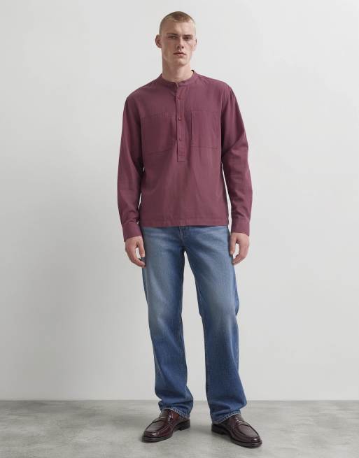ASOS DESIGN Oversize-Hemd mit Henley-Ausschnitt in Mauve, 10 von 10
