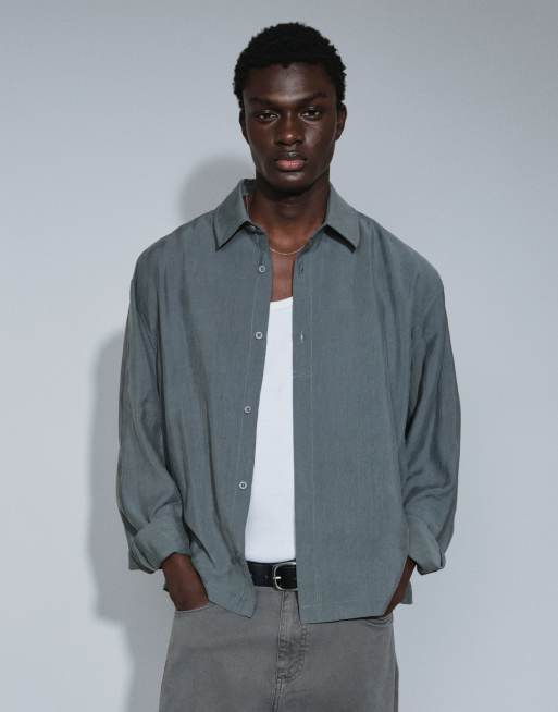ASOS DESIGN Oversize-Hemd mit Knopfleiste in Grau, 4 von 5