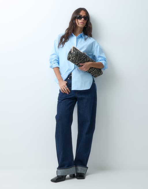 ASOS DESIGN Oversize-Hemd mit nach hinten abfallendem Saum in Blau, 2 von 7