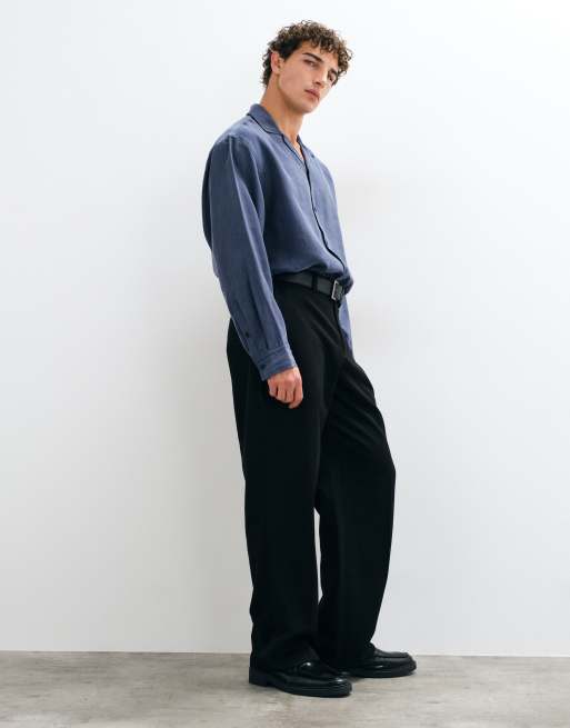 ASOS DESIGN Oversize-Hemd mit Reverskragen und abgerundetem Saum, Marineblau, 2 von 5