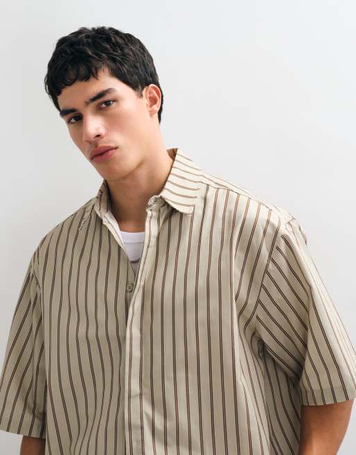 ASOS DESIGN Oversize-Hemd mit Streifen in Salbeigrün, 3 von 5