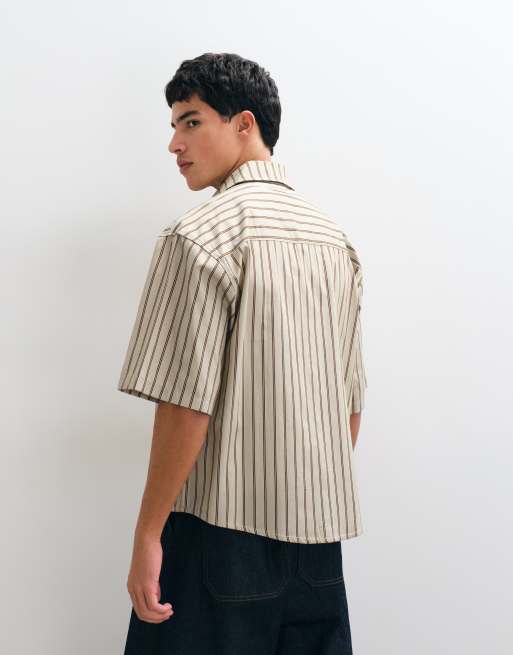 ASOS DESIGN Oversize-Hemd mit Streifen in Salbeigrün, 4 von 5