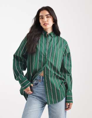 ASOS DESIGN - Oversize-Hemdbluse in gestreiftem Grün