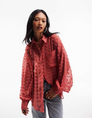 BUNSLOOM Damen Bluse Langarm - Gestreiftes Oversize Hemd Mit Smocked-Ärmeln