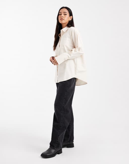ASOS DESIGN – Oversize-Hemdbluse in Steinbeige mit breiten Manschetten, 2 von 4