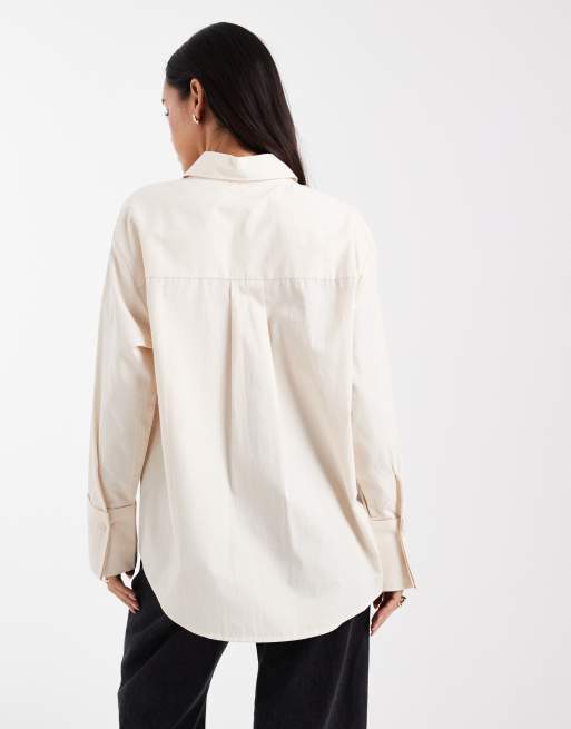 ASOS DESIGN – Oversize-Hemdbluse in Steinbeige mit breiten Manschetten, 3 von 4