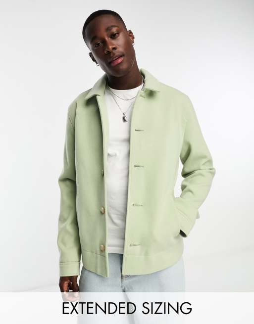 ASOS DESIGN – Oversize-Hemdjacke in grüner Woll-Optik