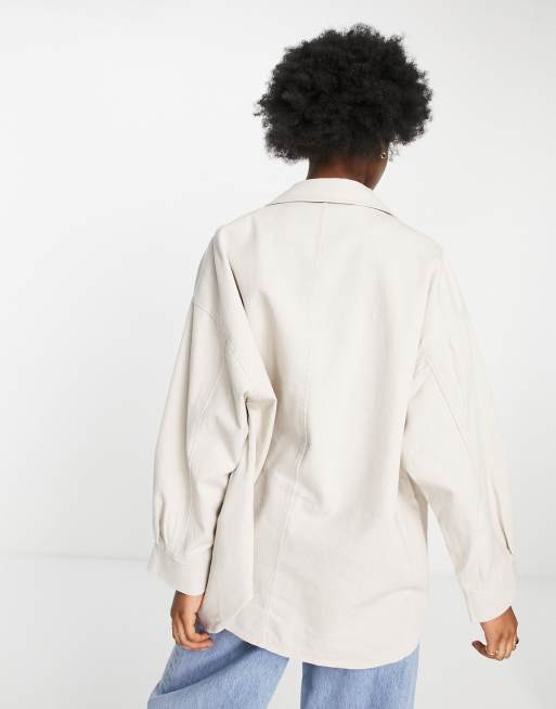 ASOS DESIGN – Oversize-Hemdjacke in verwaschenem Stein, 2 von 4