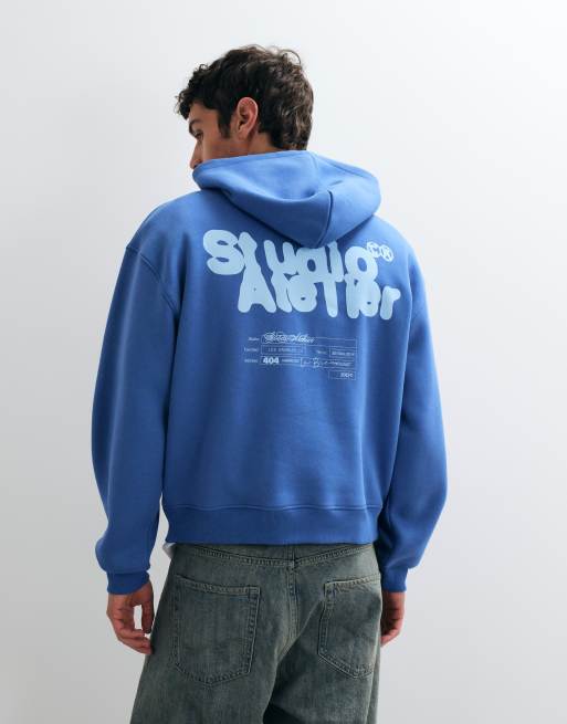 ASOS DESIGN oversize huvtröja med grafiskt tryck i blått, 5 av 5