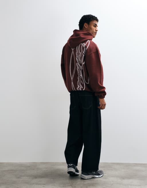 ASOS DESIGN oversize huvtröja med stort tryck i brunt, 4 av 5