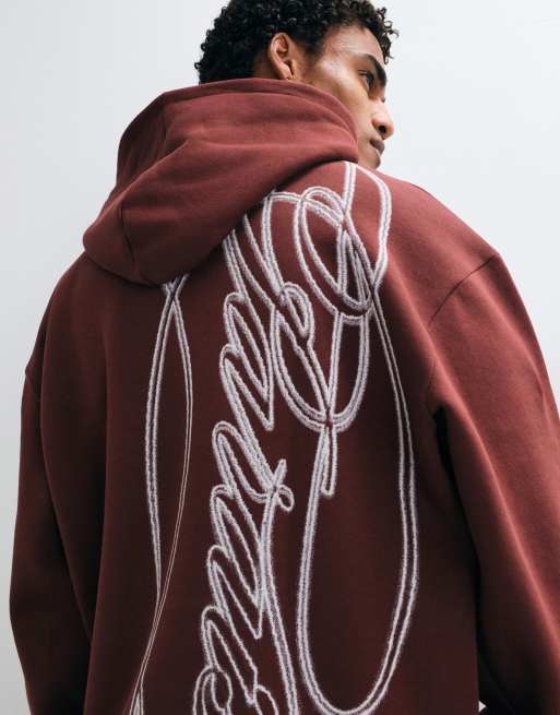 ASOS DESIGN oversize huvtröja med stort tryck i brunt, 5 av 5