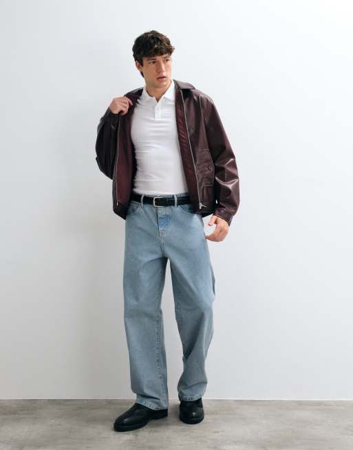 ASOS DESIGN Oversize-Jacke in Burgunderrot in Lederoptik, 4 von 5