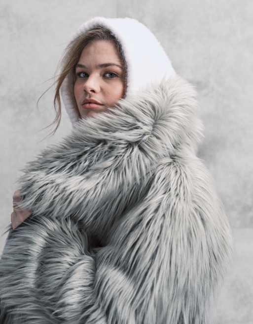 ASOS DESIGN– Oversize-Jacke in Salbeigrün mit Kunstpelz-Kragen, 4 von 4