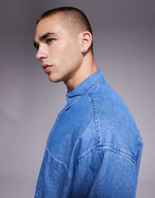 ASOS DESIGN – Oversize-Jeanshemd im Stil der 90er in Blau, 4 von 5