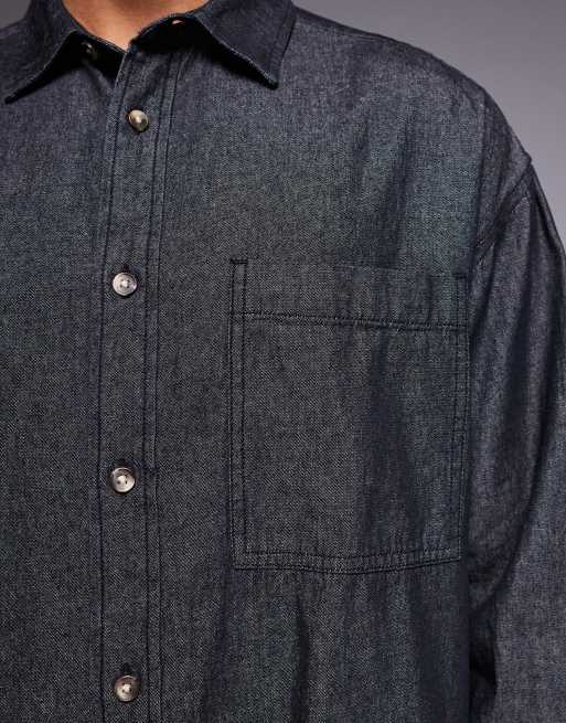 ASOS DESIGN – Oversize-Jeanshemd im Stil der 90er in Schwarz, 5 von 5