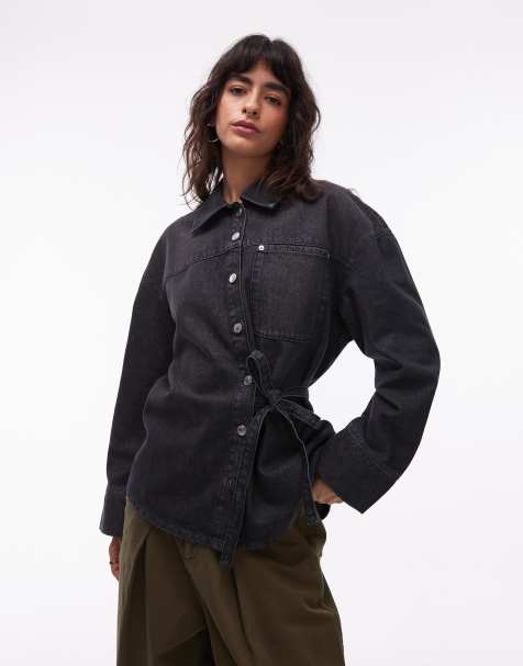 ASOS DESIGN – Oversize-Jeanshemd in verwaschenem Schwarz - view 1