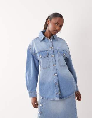 ASOS DESIGN - Oversize-Jeanshemd-Blau