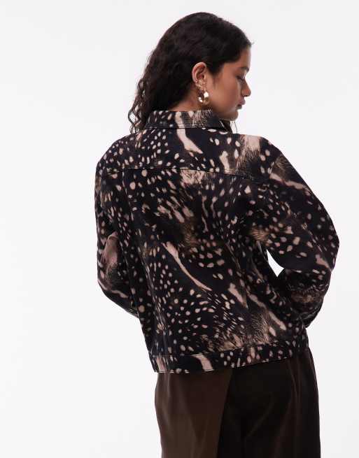 ASOS DESIGN – Oversize-Jeansjacke im Western-Stil mit Animalprint, 3 von 4