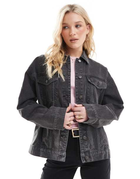 ASOS DESIGN – Oversize-Jeansjacke in schwarzer Waschung im 90er-Stil - view 1