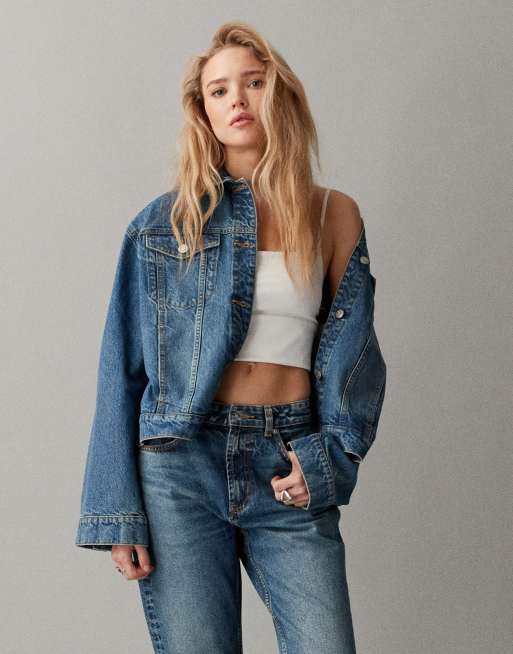 ASOS DESIGN – Oversize-Jeansjacke in Vintage-Blau im Stil der 90er-Jahre