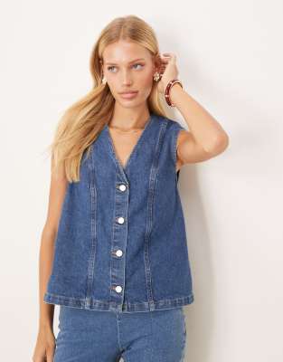 ASOS DESIGN - Oversize-Jeansweste in Indigo-Waschung-Blau