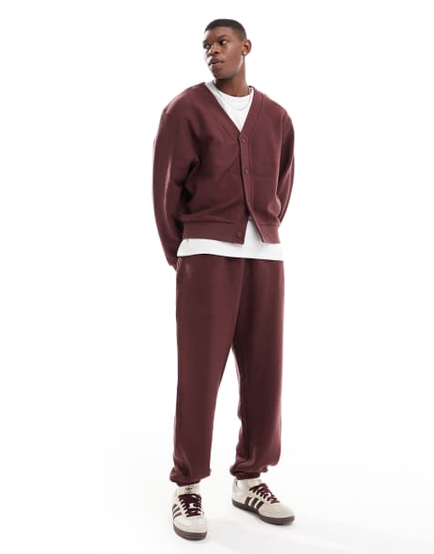 ASOS DESIGN – Oversize-Jogginghose in Burgunderrot mit Struktur, Kombiteil - view 1