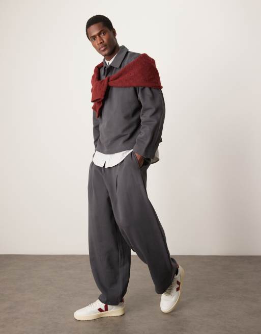 ASOS DESIGN – Oversize-Jogginghose in Grau meliert mit Ballonschnitt, Kombiteil