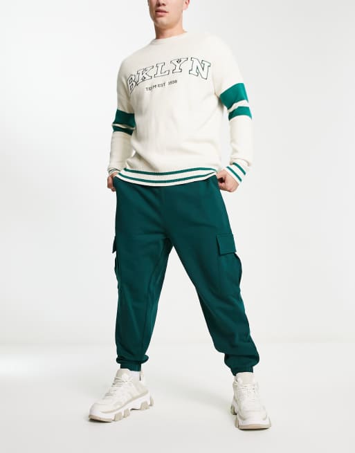 ASOS DESIGN – Oversize-Jogginghose in Grün mit Cargo-Taschen