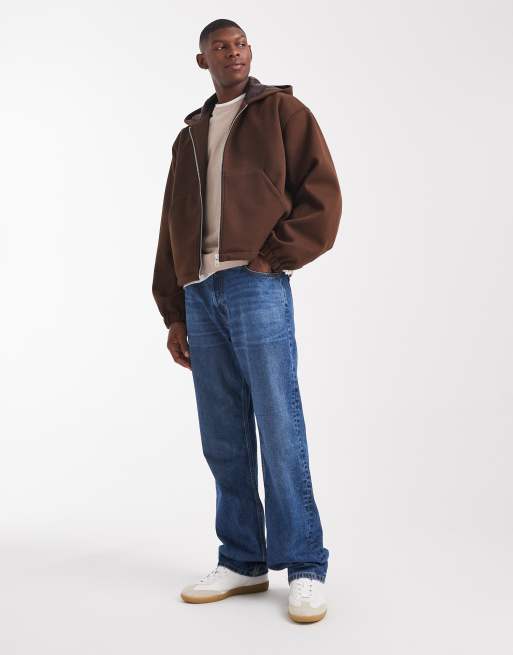 ASOS DESIGN – Oversize-Kapuzenjacke in brauner Wolloptik, 2 von 5