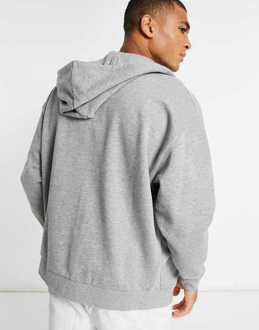 ASOS DESIGN Oversize Kapuzenjacke in Kalkgrau mit ReiBverschluss GREY ASOS