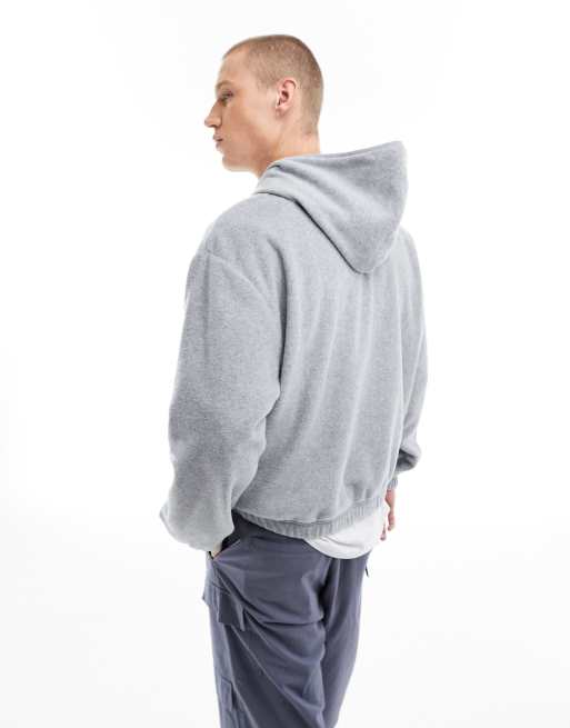 ASOS DESIGN Oversize Kapuzenpullover aus Fleece in Grau ASOS