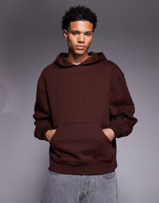 Oversize-Kapuzenpullover aus hochwertigem, 400 g/m² schwerem Stoff in Dunkelbraun-Brown Brown L