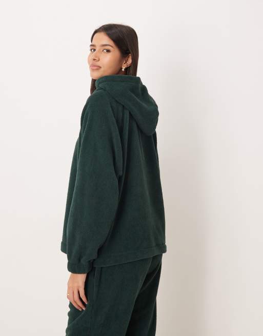 ASOS DESIGN – Oversize-Kapuzenpullover aus Microfleece in Tannengrün, 4 von 4