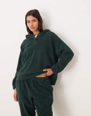 ASOS DESIGN - Oversize-Kapuzenpullover aus Mikrofleece in Khaki-Grün