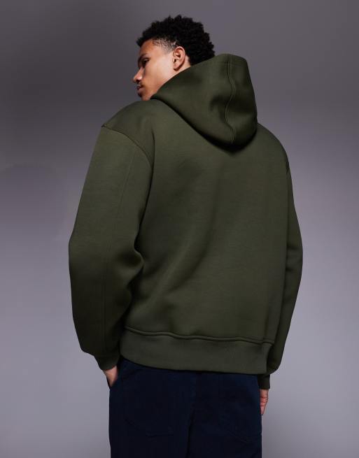 ASOS DESIGN – Oversize-Kapuzenpullover aus schwerem neoprenartigem Stoff in Grün, 3 von 5