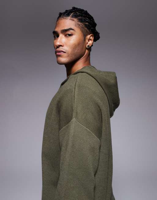 ASOS DESIGN – Oversize-Kapuzenpullover aus Strick in Khaki, 4 von 5