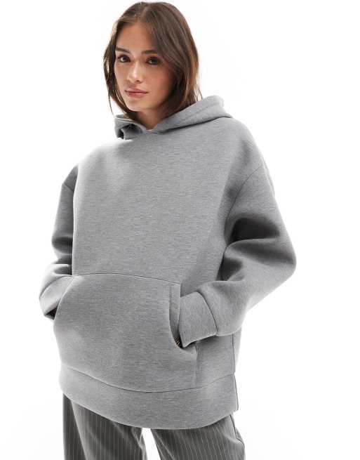 ASOS DESIGN – Oversize-Kapuzenpullover in Anthrazit meliert mit Neopren-Optik