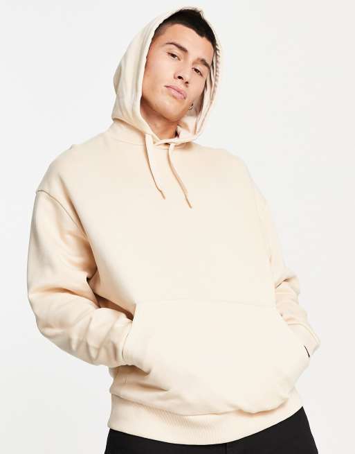ASOS DESIGN Oversize Kapuzenpullover in Beige mit Apfel Cartoonprint am Rucken ASOS